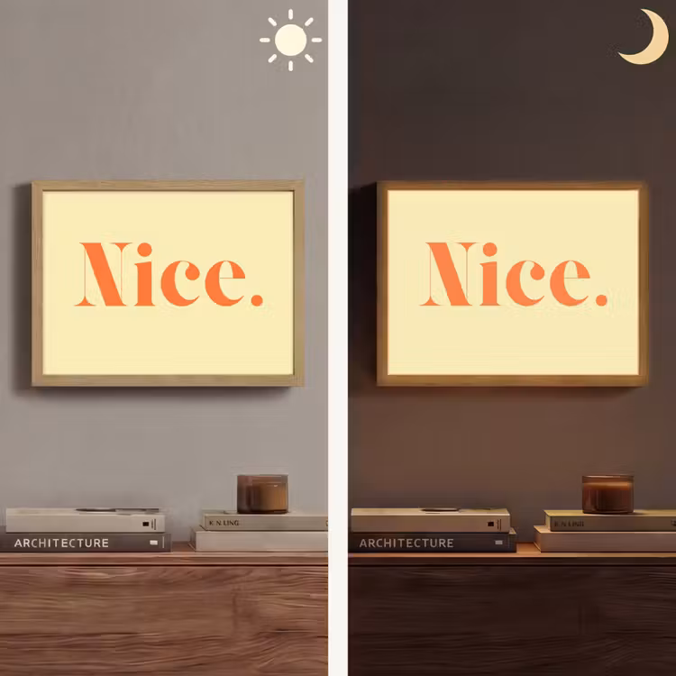 Nice - Oranje - Geel - Minimalistisch Light Box met batterij (Wandlamp) middel -sfeer3