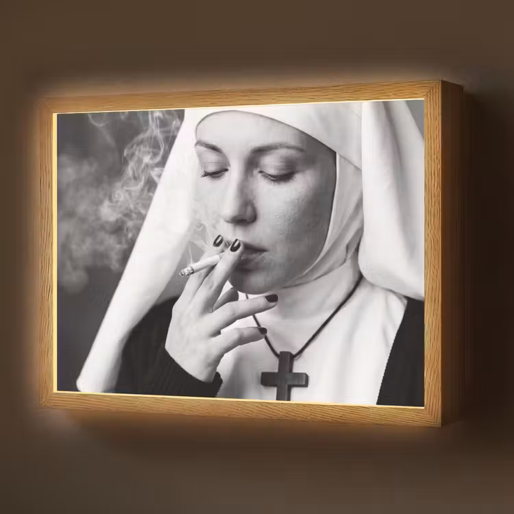 Non - Roken - Portret - Zwart - Wit - Rebels Light Box met batterij (Wandlamp) middel -z3d_website