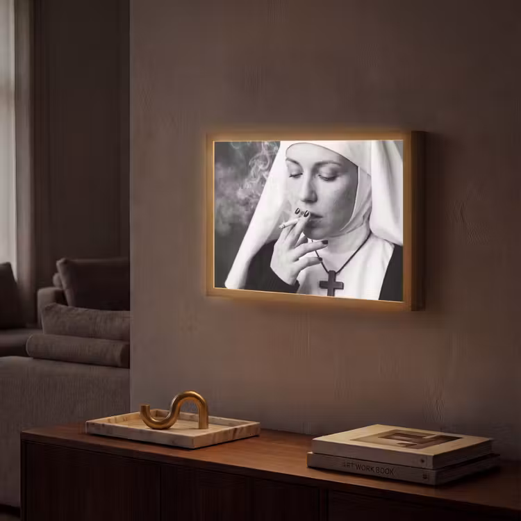 Non - Roken - Portret - Zwart - Wit - Rebels Light Box met batterij (Wandlamp) middel -sfeer1