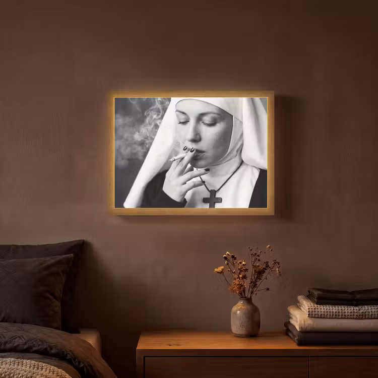 Non - Roken - Portret - Zwart - Wit - Rebels Light Box met batterij (Wandlamp) middel -sfeer4