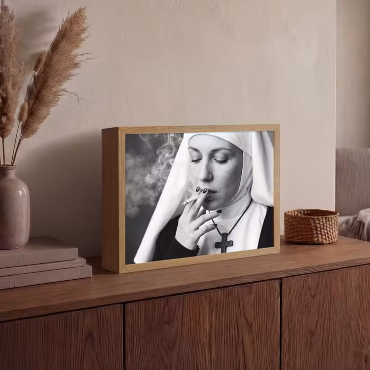 Non - Roken - Portret - Zwart - Wit - Rebels Light Box met batterij (Wandlamp) middel -sfeer2