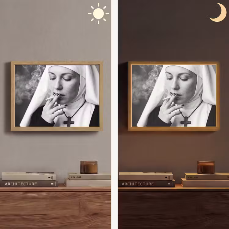 Non - Roken - Portret - Zwart - Wit - Rebels Light Box met batterij (Wandlamp) middel -sfeer3