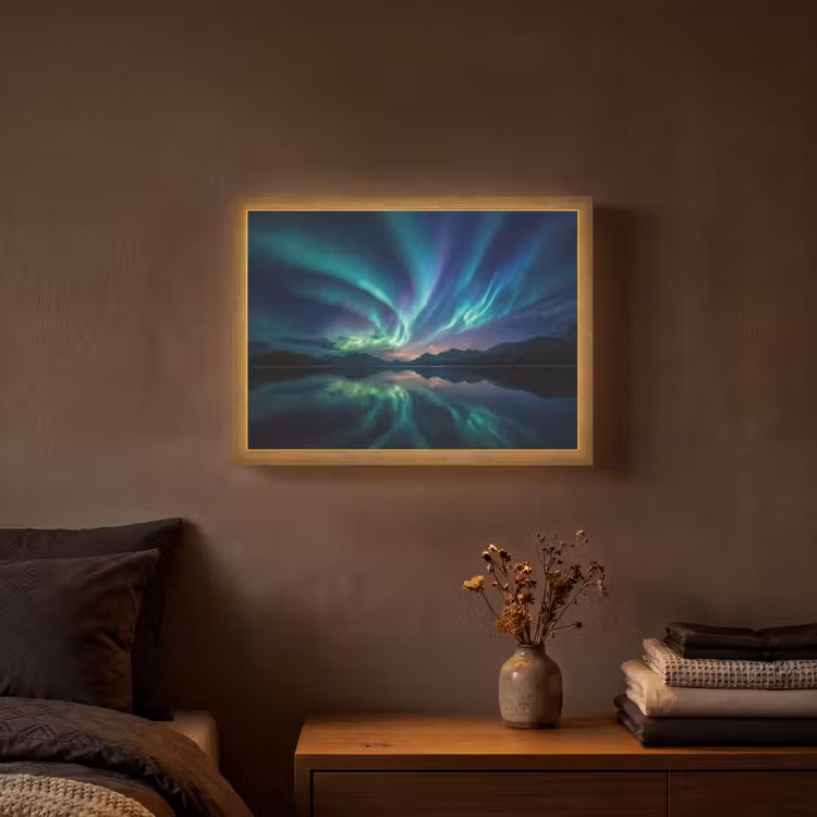 Noorderlicht - Kleurrijk - Bergmeer Light Box met batterij (Wandlamp) middel -sfeer4