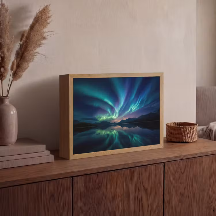 Noorderlicht - Kleurrijk - Bergmeer Light Box met batterij (Wandlamp) middel -sfeer2