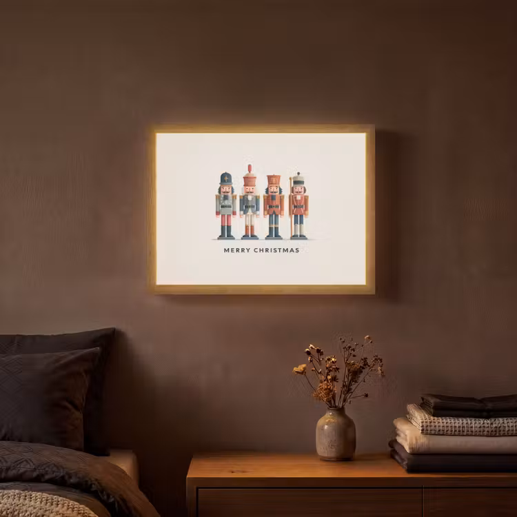 Notenkrakers - Minimalistisch - Kerst - Beige Light Box met batterij (Wandlamp) middel -sfeer4