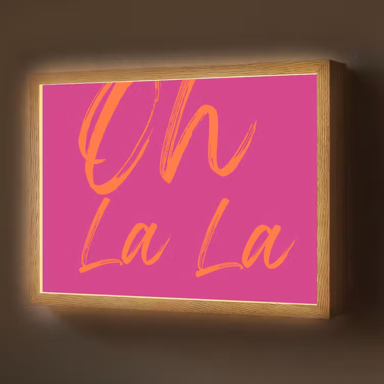 Oh la la - Oranje - Roze Light Box met batterij (Wandlamp) middel -z3d_website