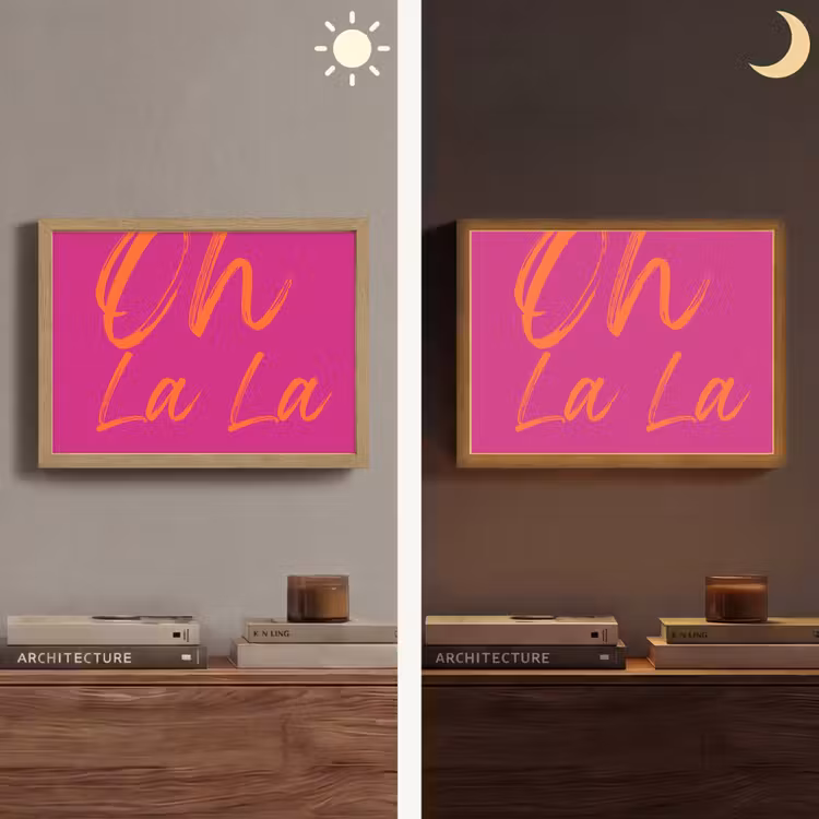 Oh la la - Oranje - Roze Light Box met batterij (Wandlamp) middel -sfeer3