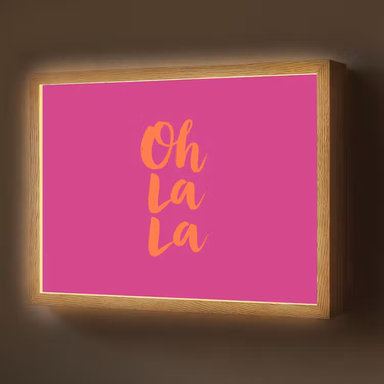 Oh la la - Roze - Oranje - Minimalistisch Light Box met batterij (Wandlamp) middel -z3d_website