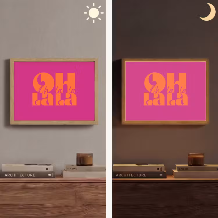 Oh la la - Roze - Oranje - Gestapelde letters Light Box met batterij (Wandlamp) middel -sfeer3
