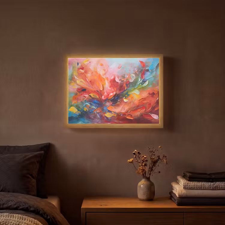 Olieverf - Kunst - Abstract - Kleurrijk Light Box met batterij (Wandlamp) middel -sfeer4