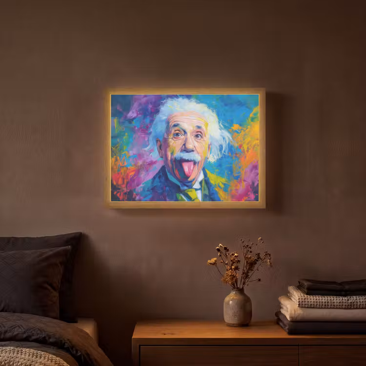 Oude man - Expressief - Kleurrijk Light Box met batterij (Wandlamp) middel -sfeer4