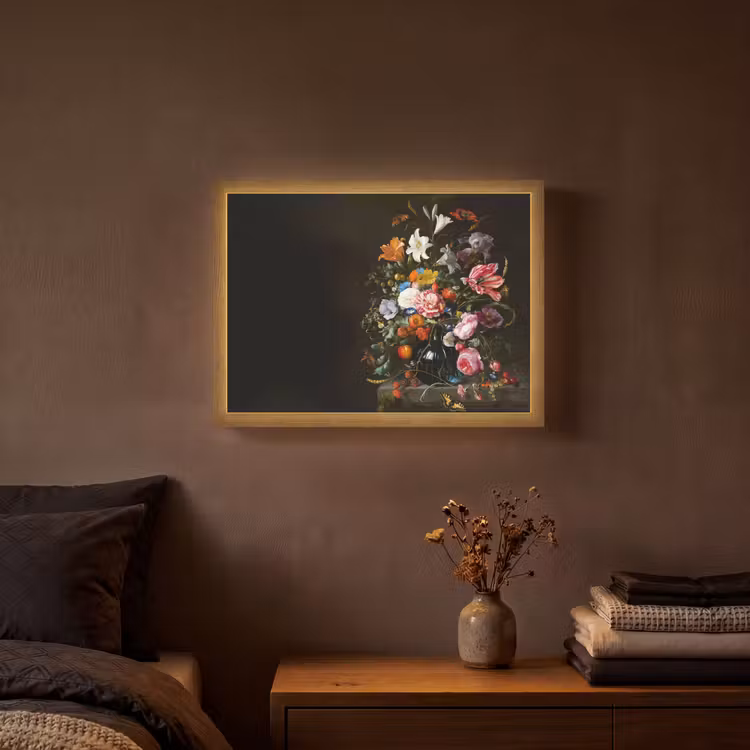 Oude meesters - Kunst - Vaas met bloemen - Jan Davidsz de Heem Light Box met batterij (Wandlamp) middel -sfeer4