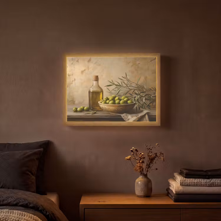 Olijven - Stilleven - Vintage Light Box met batterij (Wandlamp) middel -sfeer4