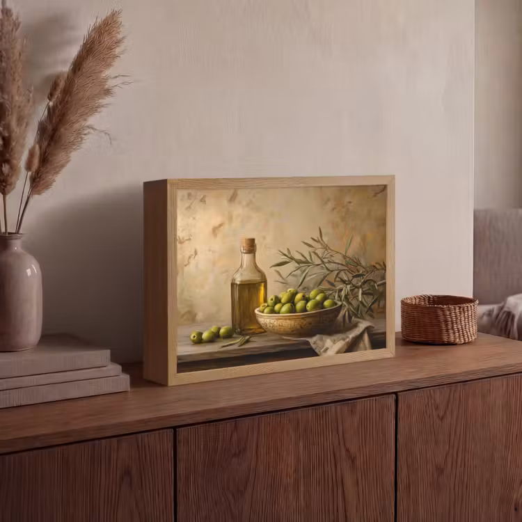Olijven - Stilleven - Vintage Light Box met batterij (Wandlamp) middel -sfeer2
