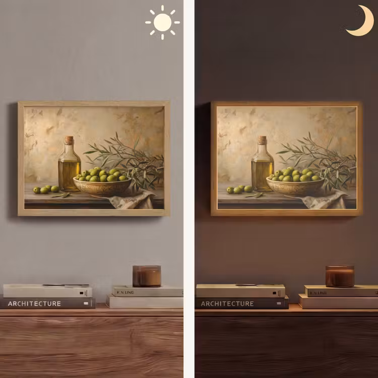 Olijven - Stilleven - Vintage Light Box met batterij (Wandlamp) middel -sfeer3