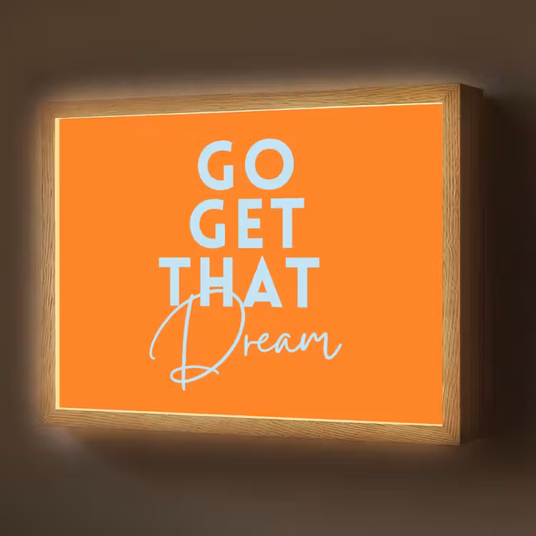 Oranje - Blauw - Go get that dream Light Box met batterij (Wandlamp) middel -z3d_website
