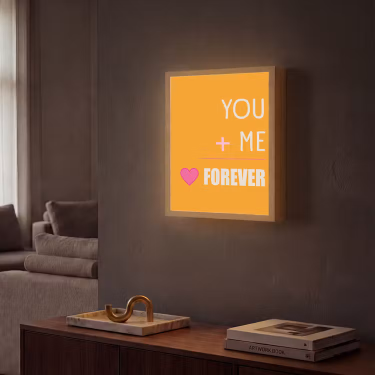 Oranje - Love - Valentijn Light Box met batterij (Wandlamp) middel -sfeer1
