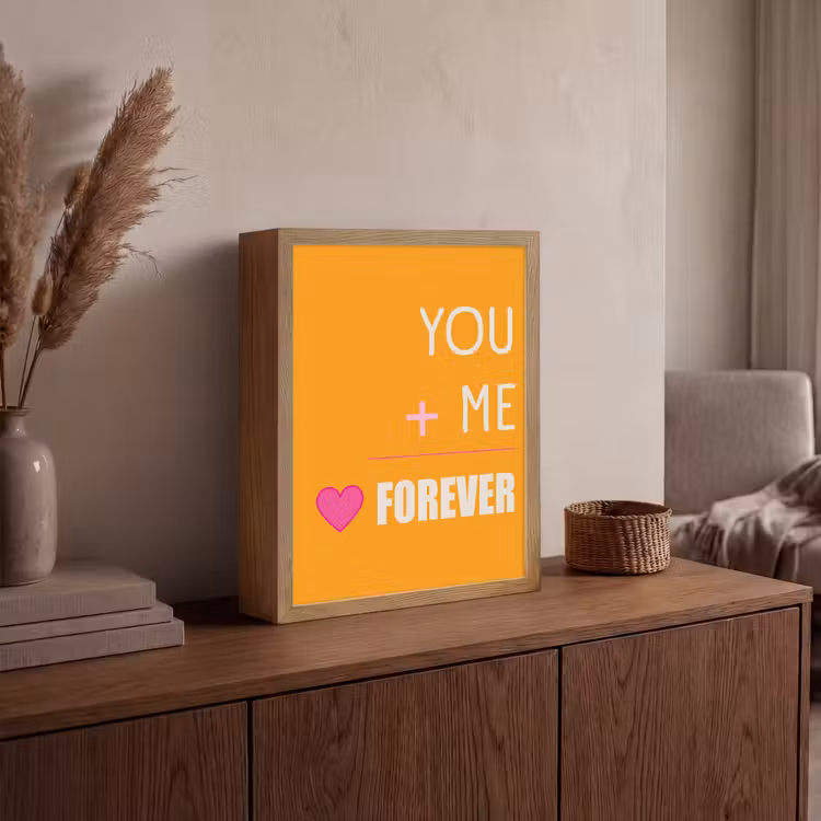 Oranje - Love - Valentijn Light Box met batterij (Wandlamp) middel -sfeer2