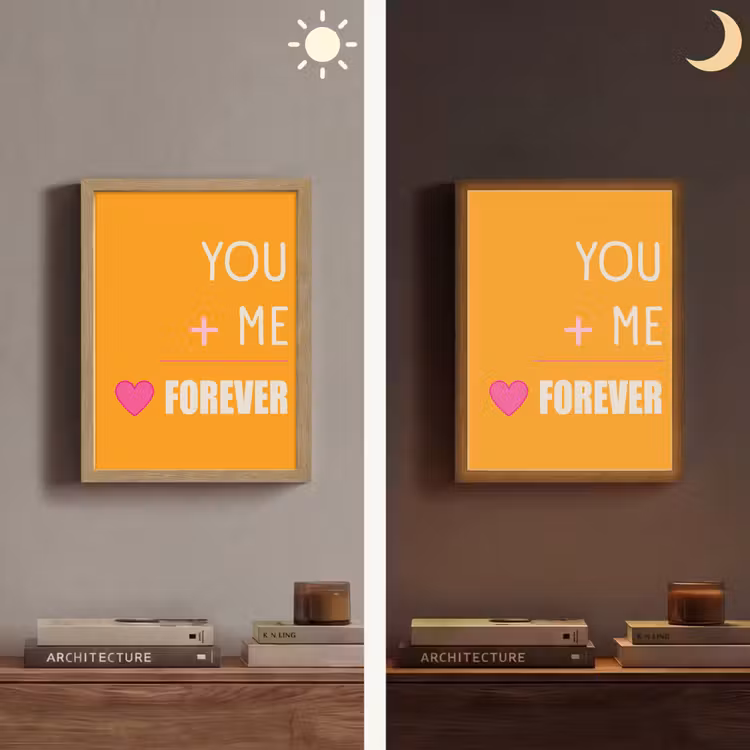 Oranje - Love - Valentijn Light Box met batterij (Wandlamp) middel -sfeer3