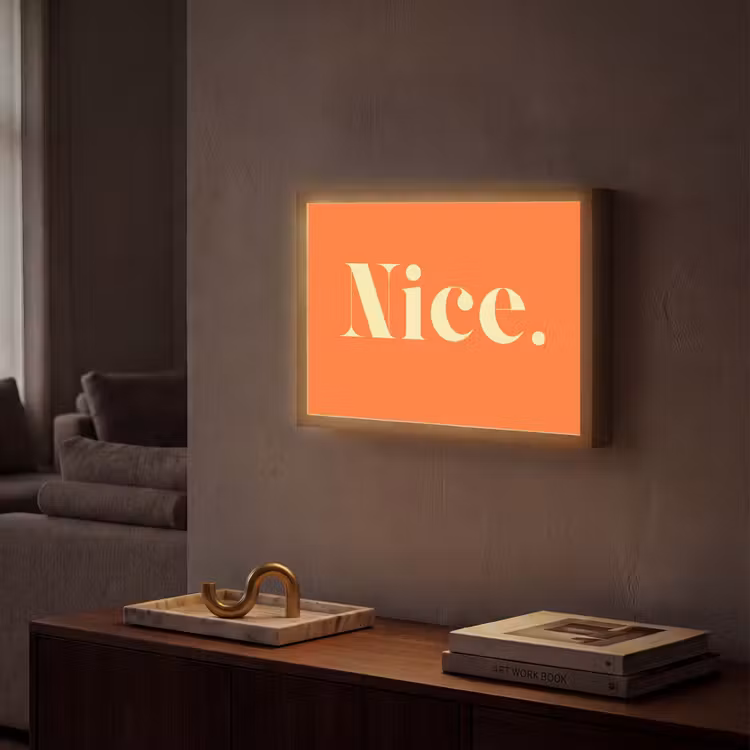 Oranje - Gebroken wit - Nice Light Box met batterij (Wandlamp) middel -sfeer1
