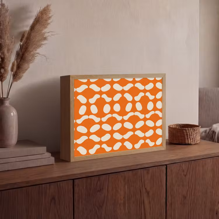 Oranje - Organische vormen - Wit Light Box met batterij (Wandlamp) middel 907 -sfeer2