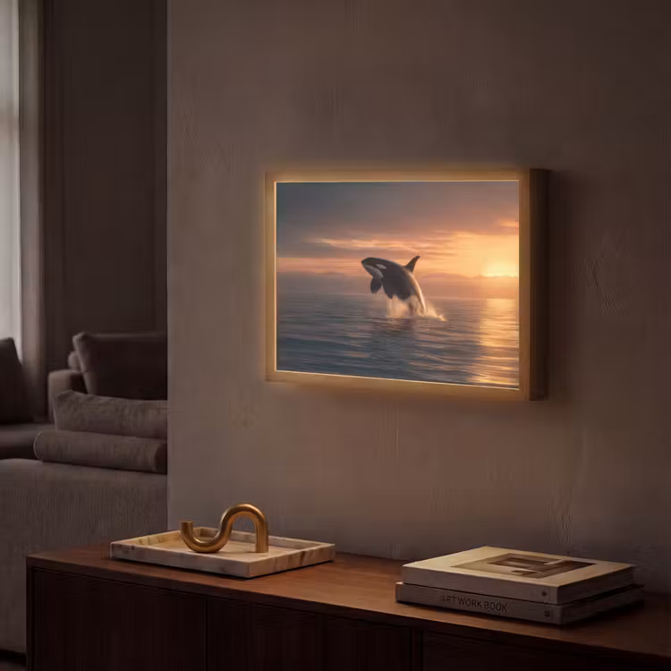 Orka - Zee - Zonsondergang Light Box met batterij (Wandlamp) middel -sfeer1