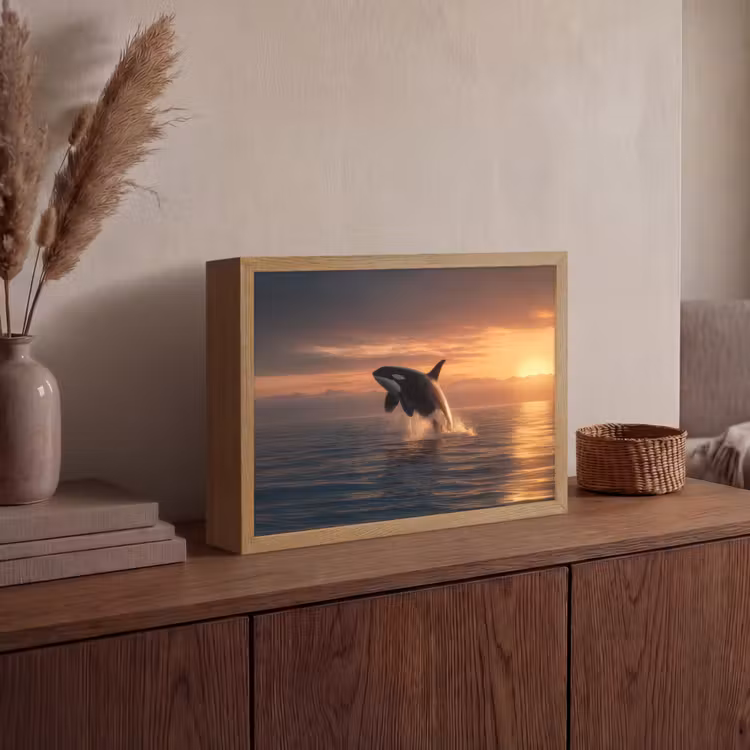 Orka - Zee - Zonsondergang Light Box met batterij (Wandlamp) middel -sfeer2