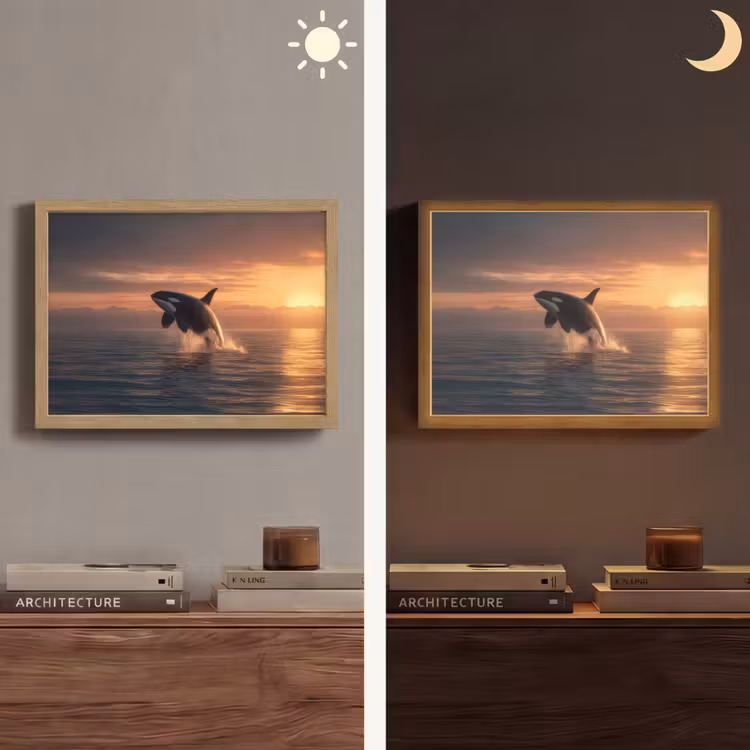 Orka - Zee - Zonsondergang Light Box met batterij (Wandlamp) middel -sfeer3