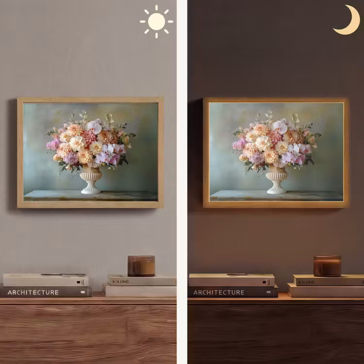 Orchidee - Boeket - Vaas - Bloemen Light Box met batterij (Wandlamp) middel -sfeer3