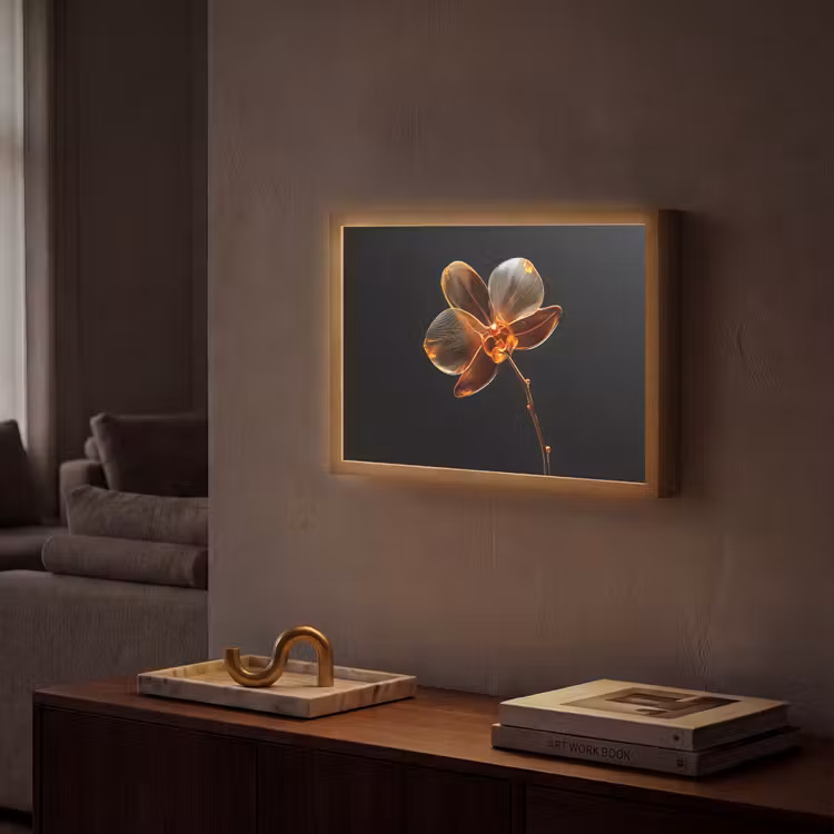 Orchidee - Doorzichtig - Bloem Light Box met batterij (Wandlamp) middel -sfeer1