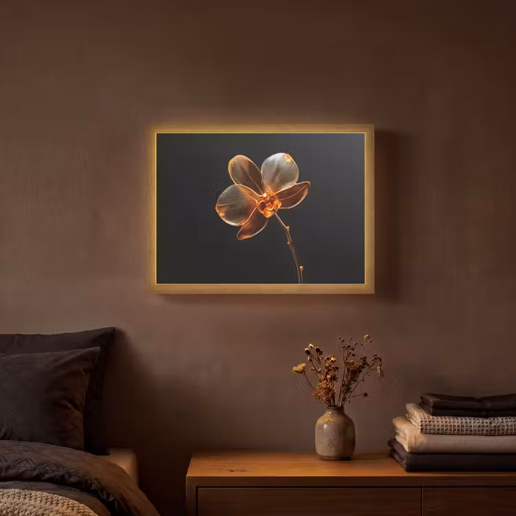 Orchidee - Doorzichtig - Bloem Light Box met batterij (Wandlamp) middel -sfeer4