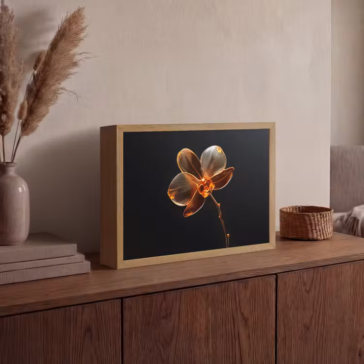Orchidee - Doorzichtig - Bloem Light Box met batterij (Wandlamp) middel -sfeer2