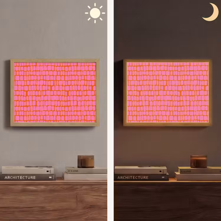 Organisch - Raster - Roze Light Box met batterij (Wandlamp) middel 907 -sfeer3