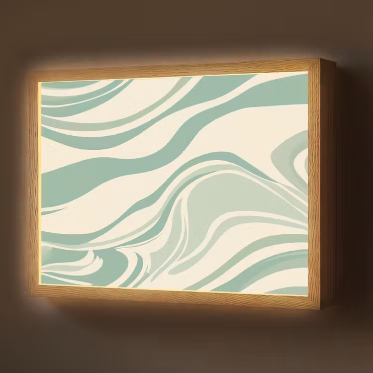 Organische lijnen - Mintgroen - Marmer Light Box met batterij (Wandlamp) middel -z3d_website