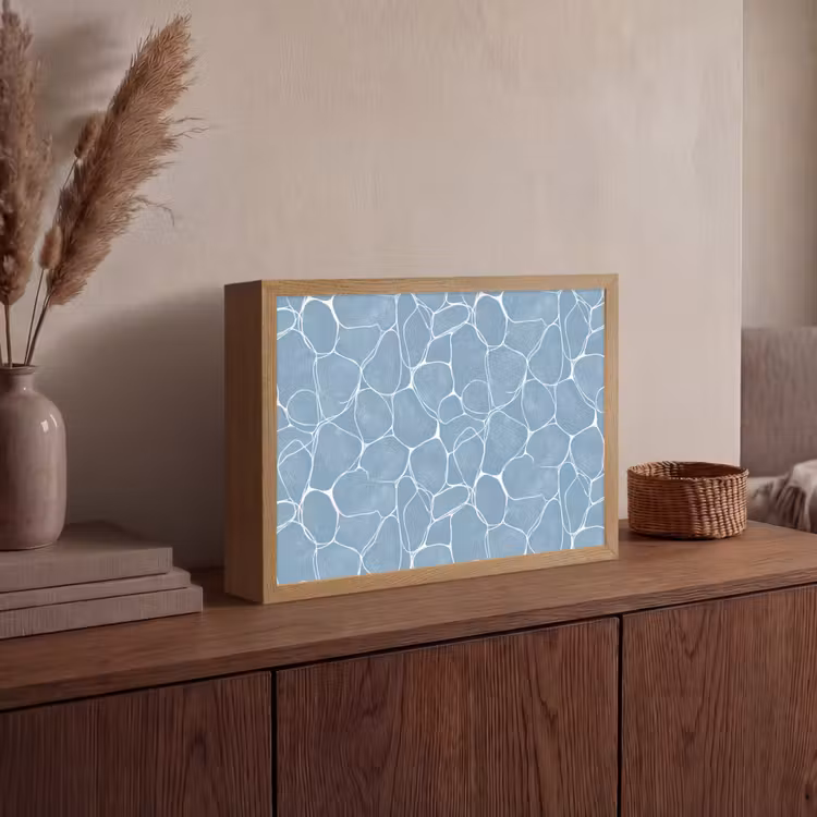 Organisch - Patroon - Blauw Light Box met batterij (Wandlamp) middel 907 -sfeer2