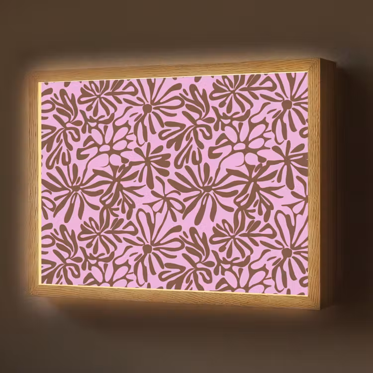 Organisch - Patroon - Roze Light Box met batterij (Wandlamp) middel 907 -z3d_website