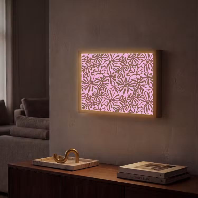 Organisch - Patroon - Roze Light Box met batterij (Wandlamp) middel 907 -sfeer1
