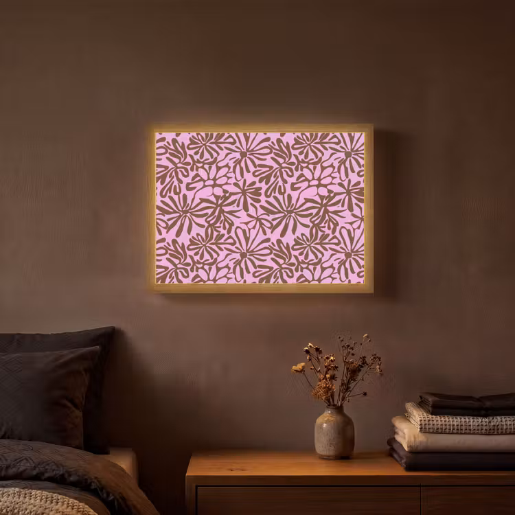 Organisch - Patroon - Roze Light Box met batterij (Wandlamp) middel 907 -sfeer4
