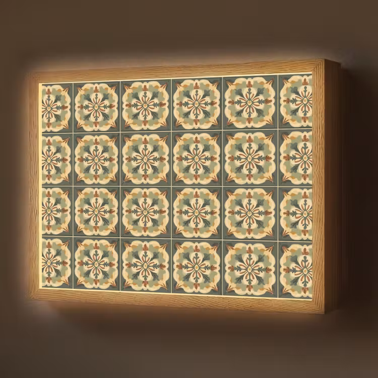 Ornament - Patroon - Groen Light Box met batterij (Wandlamp) middel 907 -z3d_website