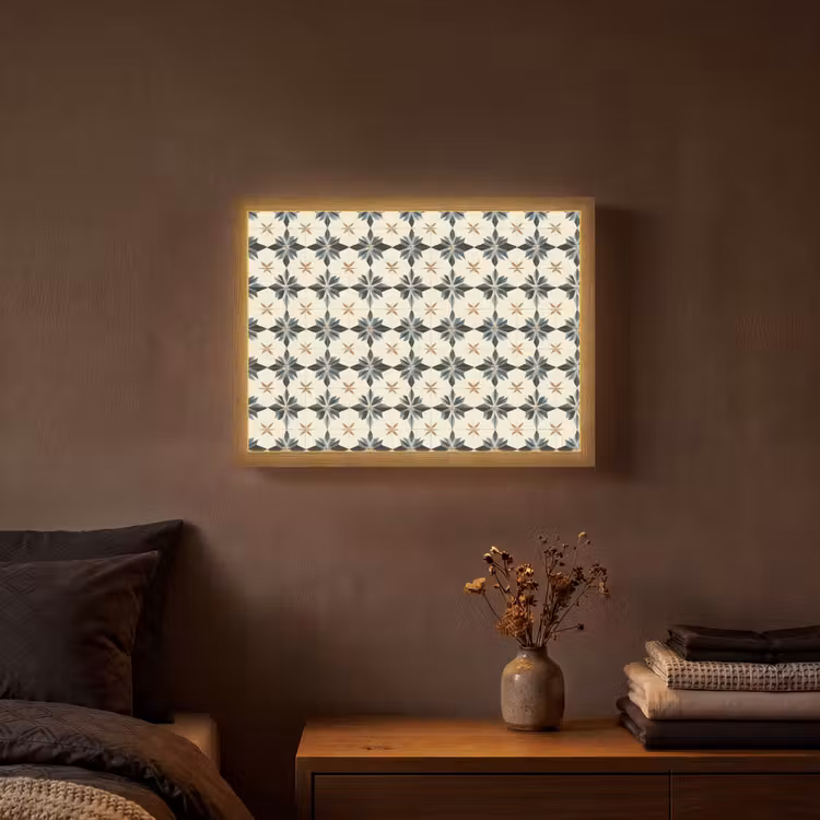 Sierlijk - Ornament - Blauw Light Box met batterij (Wandlamp) middel 907 -sfeer4
