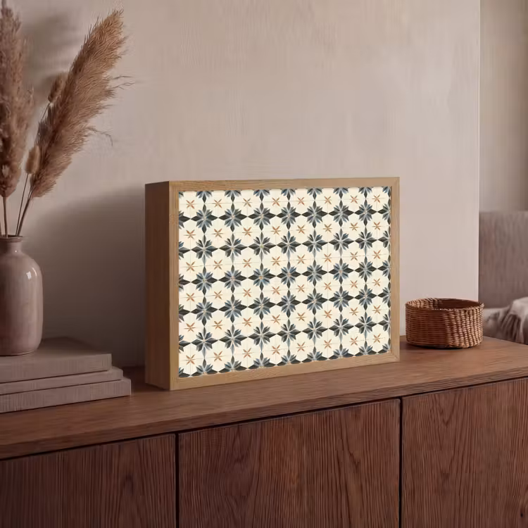 Sierlijk - Ornament - Blauw Light Box met batterij (Wandlamp) middel 907 -sfeer2