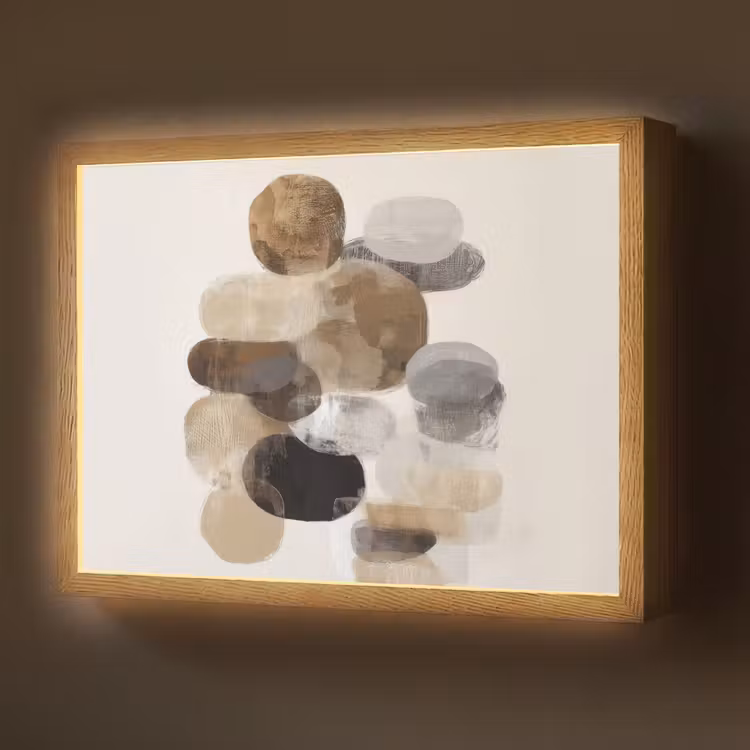 Ovaal - Kleurvlakken - Penseelstreken Light Box met batterij (Wandlamp) middel -z3d_website