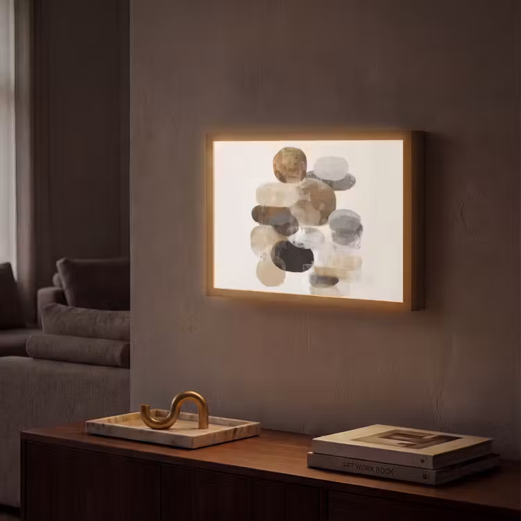 Ovaal - Kleurvlakken - Penseelstreken Light Box met batterij (Wandlamp) middel -sfeer1