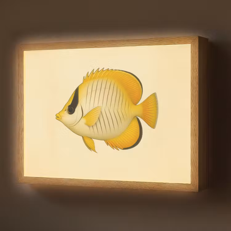 Ovaal - Vis - Geel - Schubben Light Box met batterij (Wandlamp) middel -z3d_website