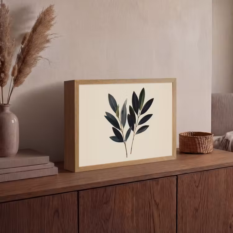 Ovaalvormige bladeren - Diep groen - Symmetrisch Light Box met batterij (Wandlamp) middel -sfeer2