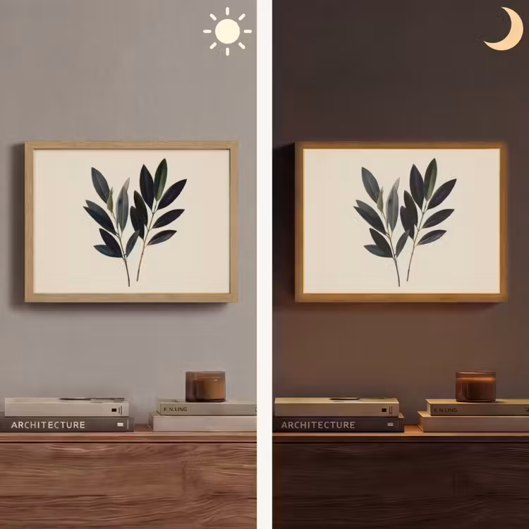 Ovaalvormige bladeren - Diep groen - Symmetrisch Light Box met batterij (Wandlamp) middel -sfeer3