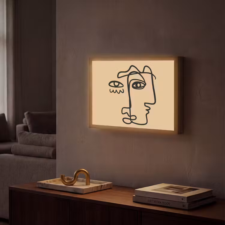 Overlappende profielen - Lichtbruin - Zwart Light Box met batterij (Wandlamp) middel -sfeer1