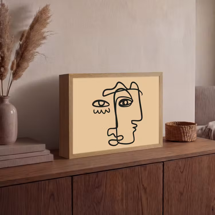 Overlappende profielen - Lichtbruin - Zwart Light Box met batterij (Wandlamp) middel -sfeer2