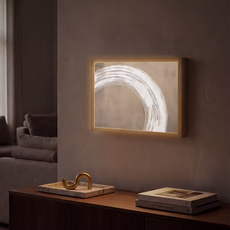 Verf - Bruin - Japandi Light Box met batterij (Wandlamp) middel -sfeer1