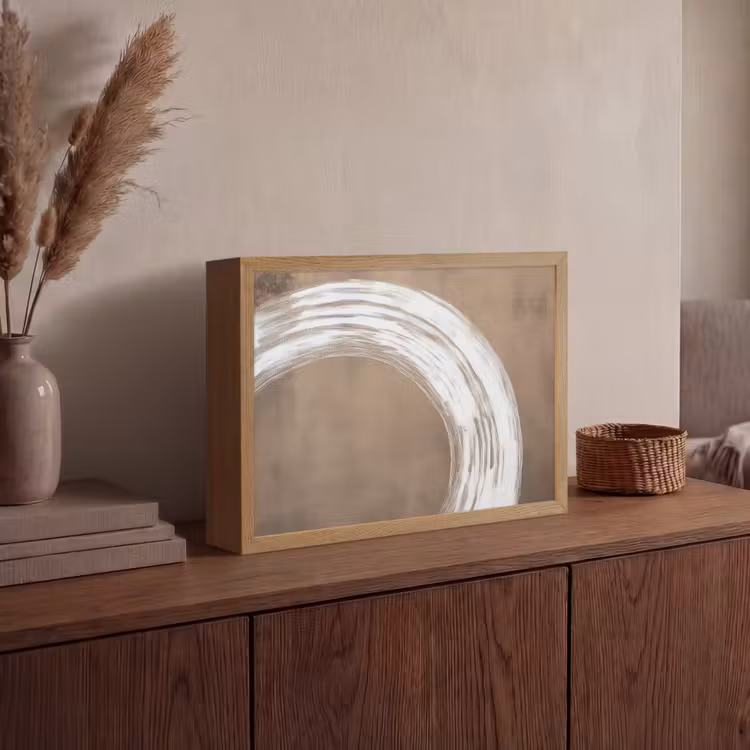 Verf - Bruin - Japandi Light Box met batterij (Wandlamp) middel -sfeer2